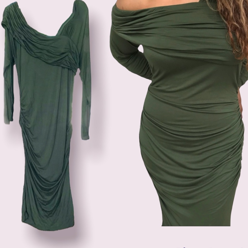 Venus dress ruched off shoulder jersey sz XL NWOT
